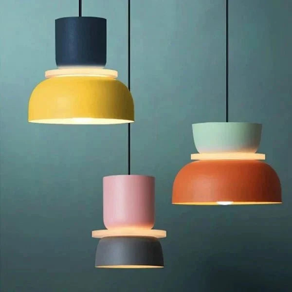 Two Tone Color Block Macaron Scandinavian Pendant Light