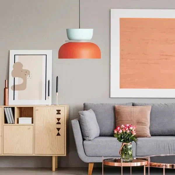 Two Tone Color Block Macaron Scandinavian Pendant Light