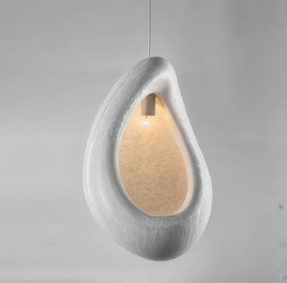 Wabi Sabi Open Shell Textured Resin Pendant Light