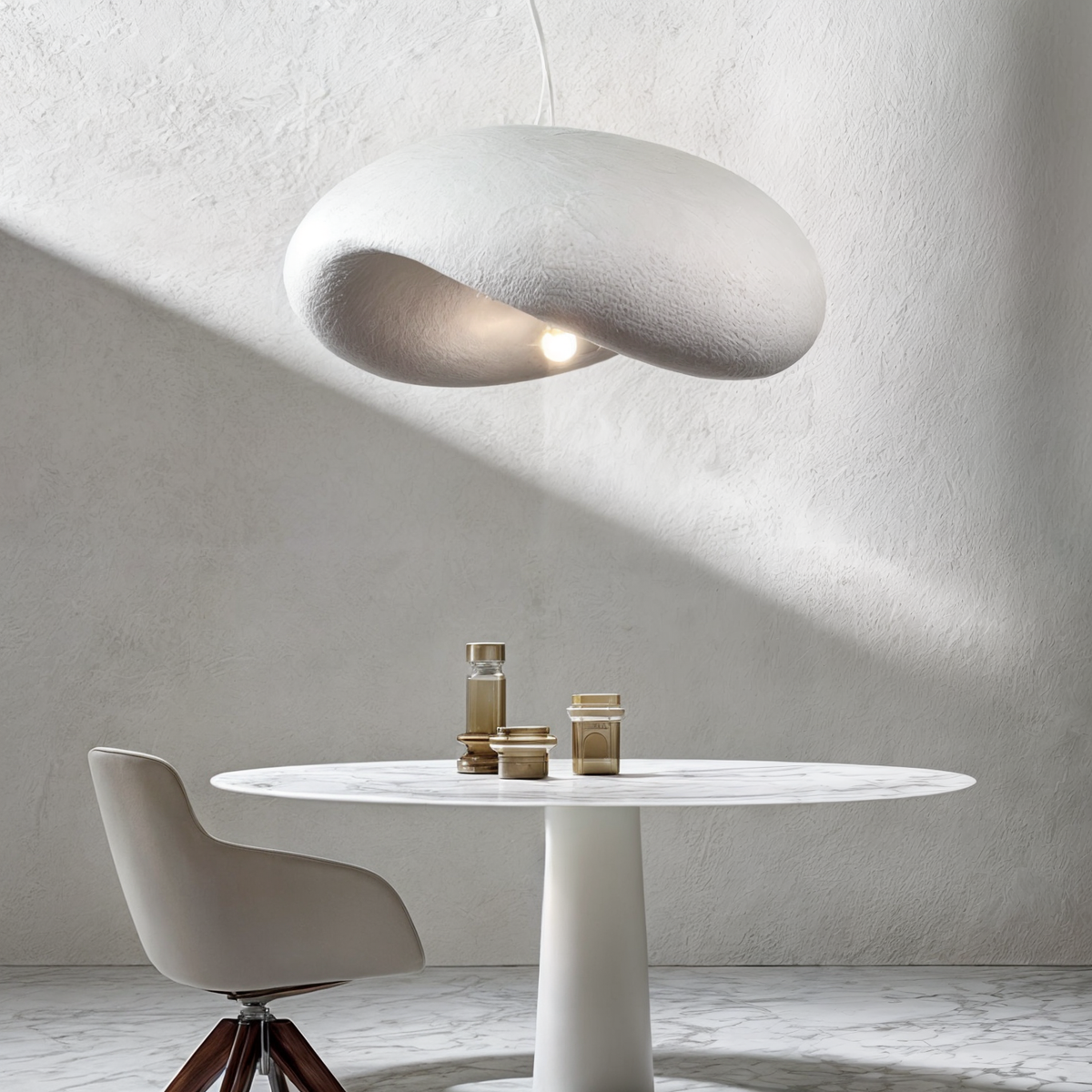 Wabi Sabi Pebble Shape Textured Resin Pendant Light