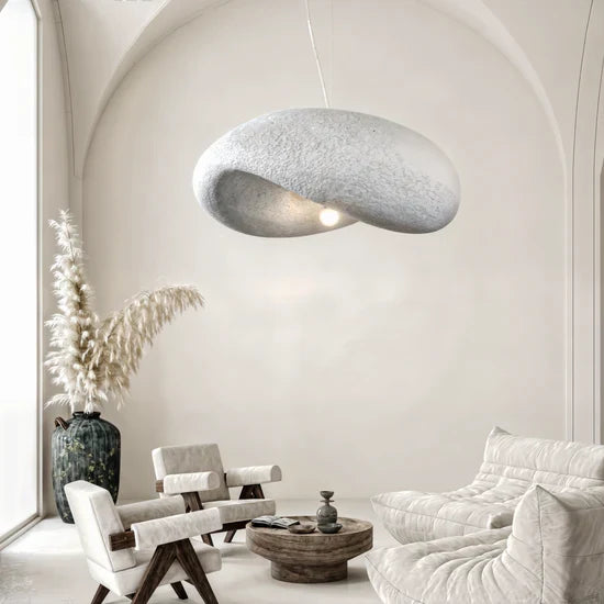Wabi Sabi Pebble Shape Textured Resin Pendant Light