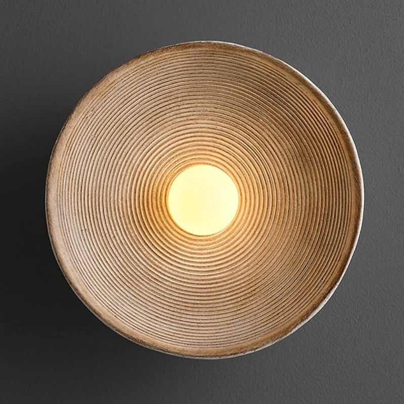 Wabi Sabi Round Wall Sconce Plaster Look Textured Shade
