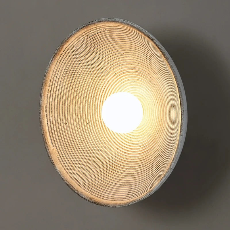 Wabi Sabi Round Wall Sconce Plaster Look Textured Shade