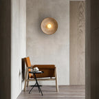 Wabi Sabi Round Wall Sconce Plaster Look Textured Shade