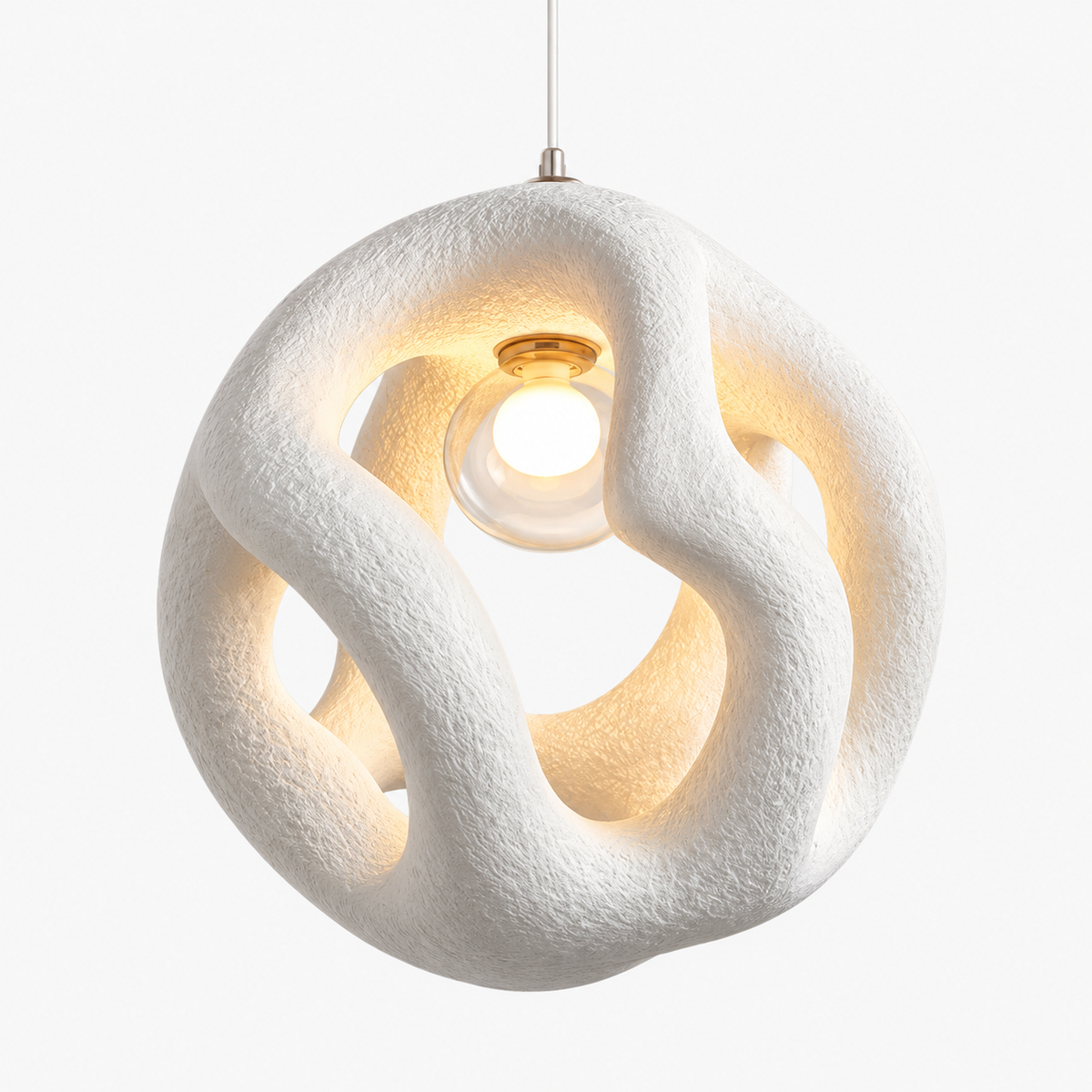 Wabi Sabi Sculptural Openwork Textured Resin Pendant Light