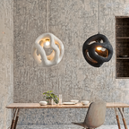 Wabi Sabi Sculptural Openwork Textured Resin Pendant Light