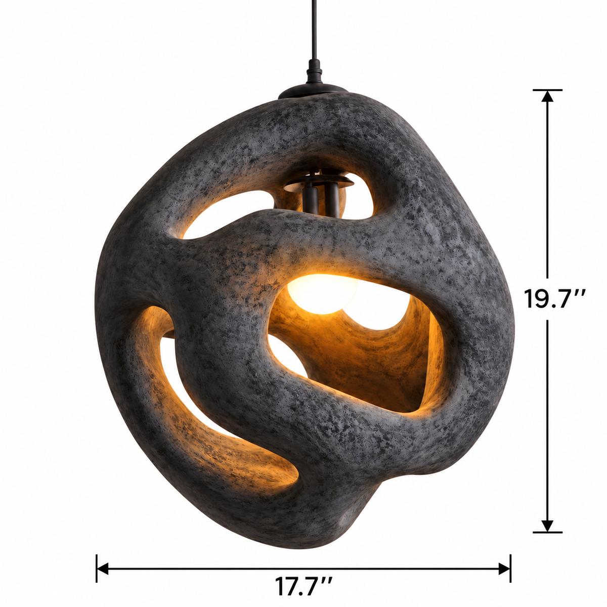 Wabi Sabi Sculptural Openwork Textured Resin Pendant Light