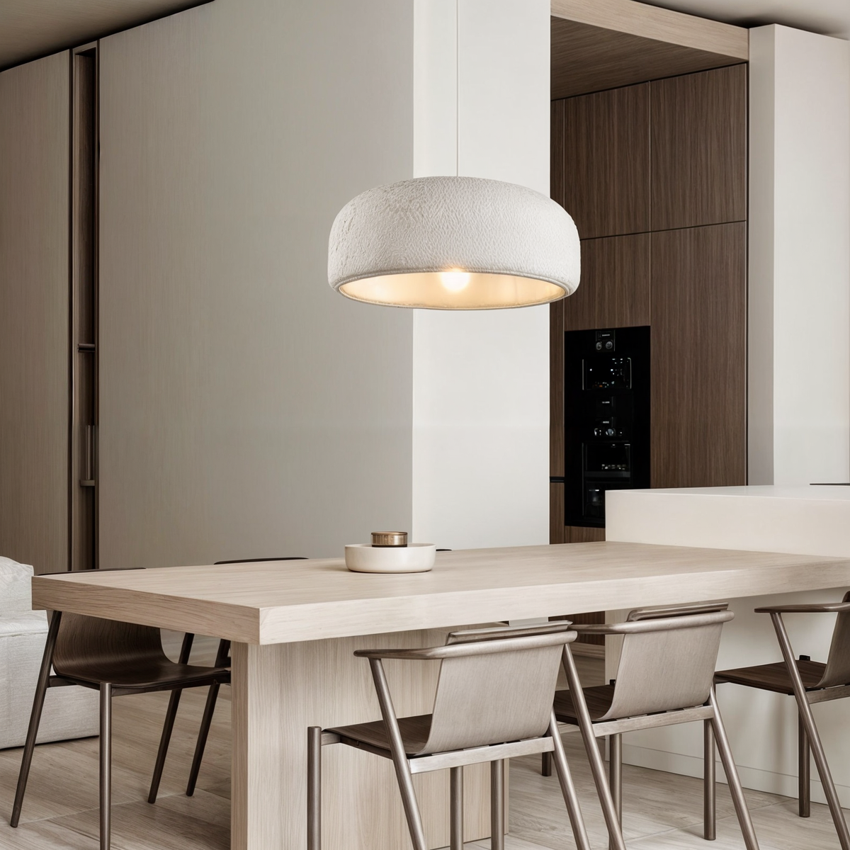 Wabi Sabi Textured Resin Dome Minimalist Pendant Light