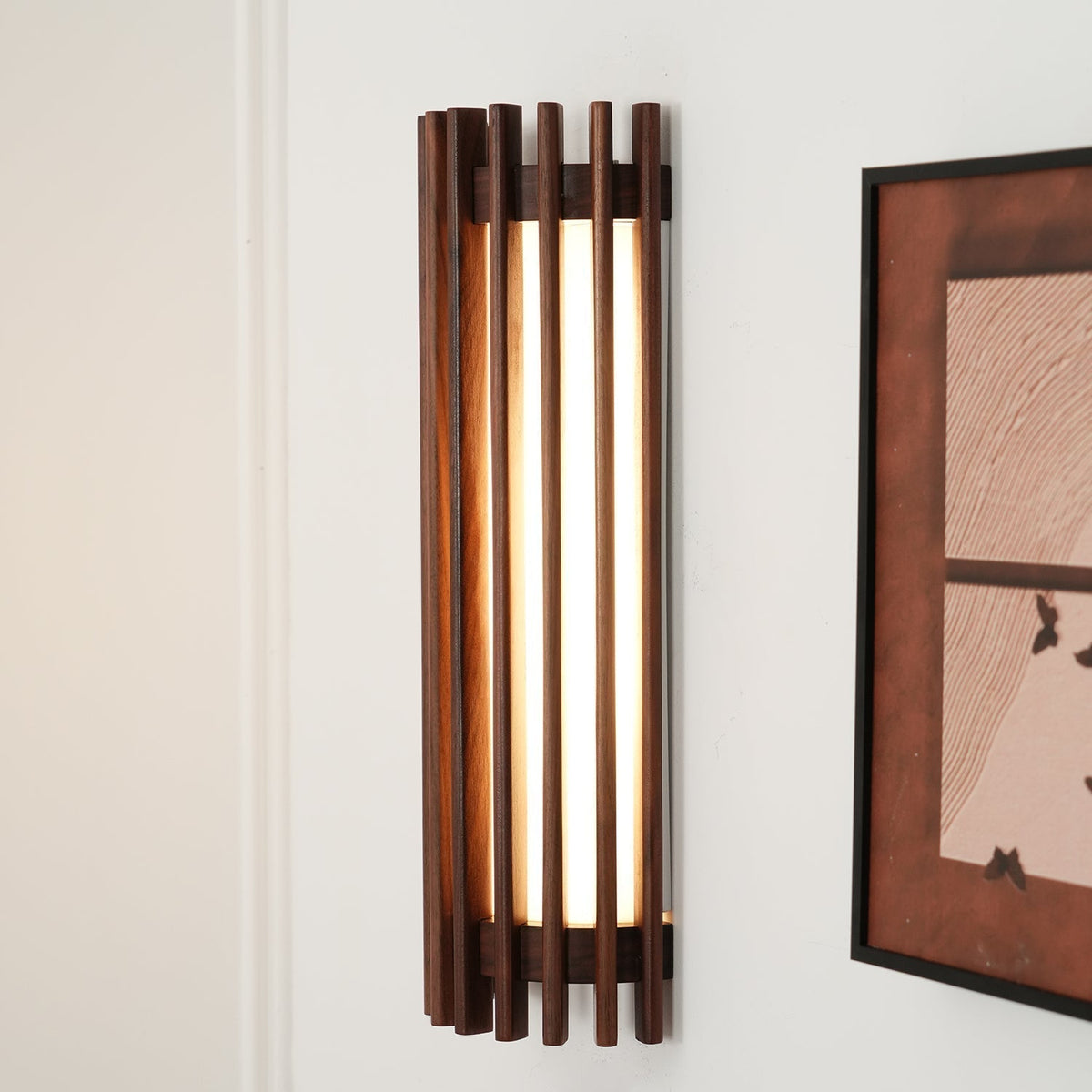 Wood Slat LED Wall Sconce Japandi Modern
