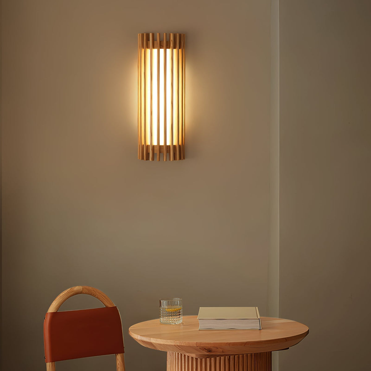Wood Slat LED Wall Sconce Japandi Modern