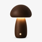 Wooden Mushroom Cordless Rechargeable LED Table Lamp