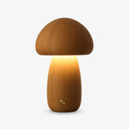 Wooden Mushroom Cordless Rechargeable LED Table Lamp